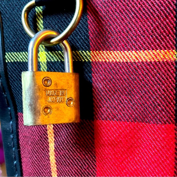 Mid Century 50s Vintage Hanging Red Tartan Plaid Luggage Garment Bag - Picture 6 of 15